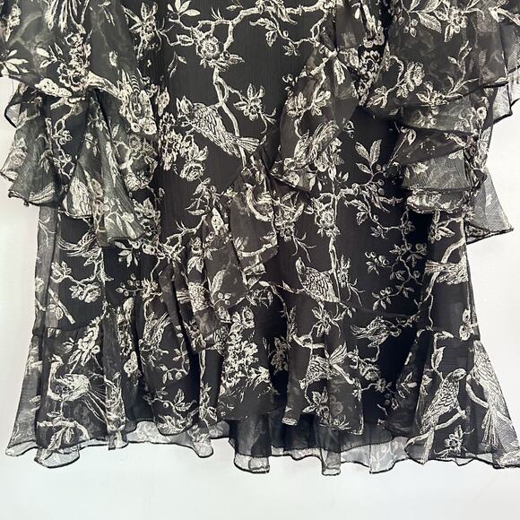 NEW Sachin & Babi Rossie Flowy Ruffle Short Sleeve Blouse Size 12 Black - Picture 3 of 7